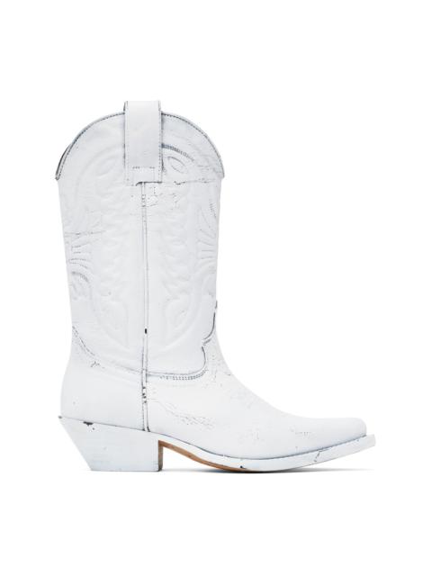 MM6 Maison Margiela White Painted Cowboy Boots