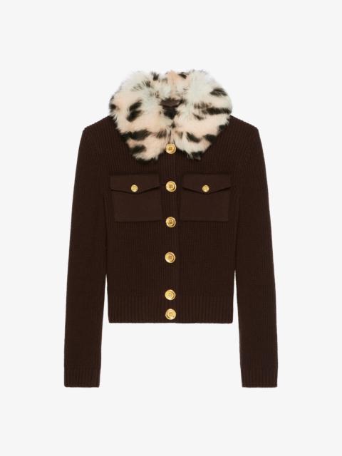 Givenchy CARDIGAN IN WOOL AND CASHMERE WITH FUR COLLAR
