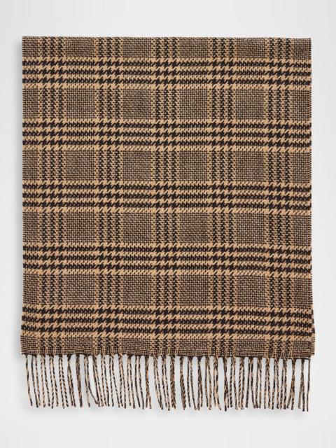 SAINT LAURENT Prince of Wales Silk Cashmere Scarf