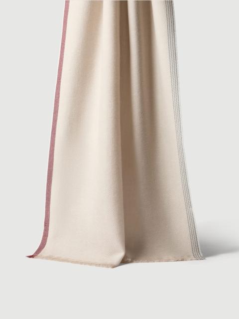 Brunello Cucinelli Wool and cashmere diagonal scarf with striped edge