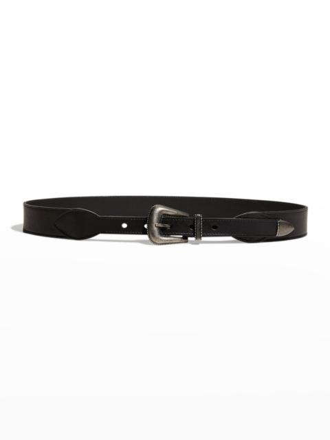 SAINT LAURENT Western Buckle Leather Belt