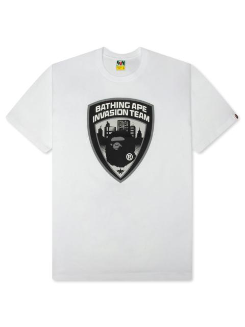A BATHING APE® SECURITY EMBLEM TEE - WHITE