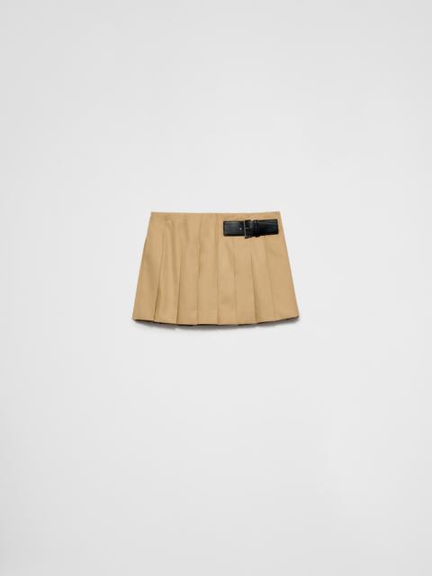 Twill miniskirt with leather belt