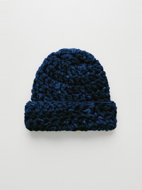 Crochet Beanie Overdyed Blue Jersey