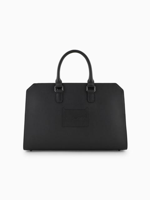 EMPORIO ARMANI Business bag in tumbled leather