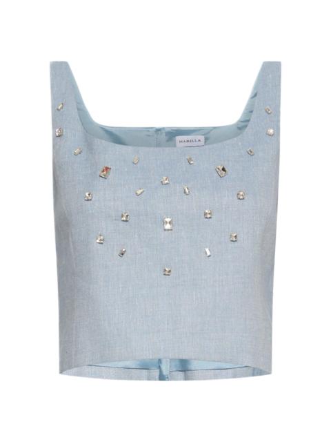 MARELLA Women's Stretch Linen and Viscose Top - Light Blue