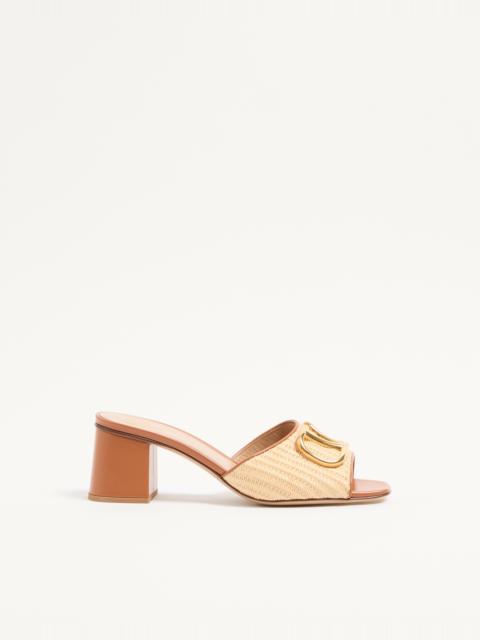 Valentino VLOGO SIGNATURE SLIDE SANDAL IN RAFFIA 60MM