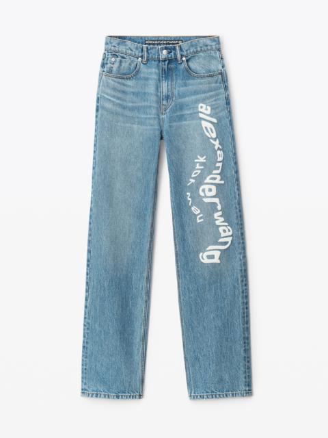 Alexander Wang PUFF LOGO EZ - STRAIGHT LEG JEAN IN DENIM