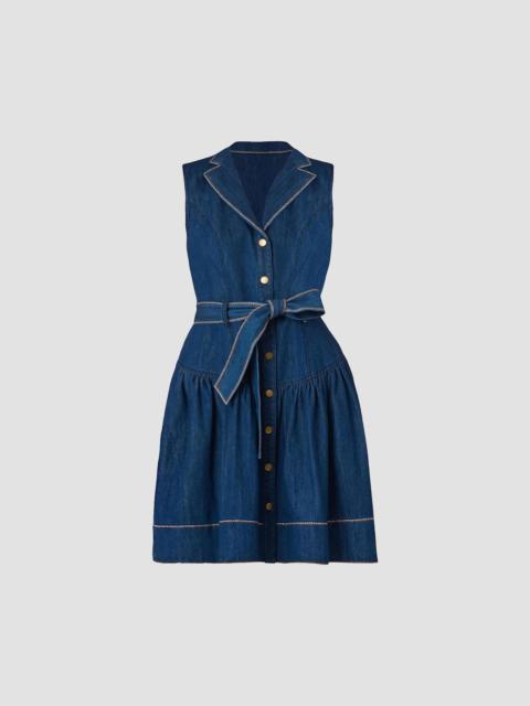 Shoshanna Women's Mae Denim Tie-Waist Mini Dress - Denim