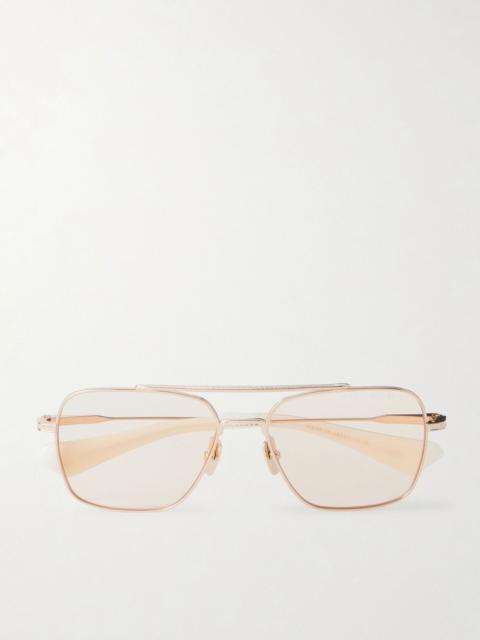 DITA Flight-Seven Double-Bridge Aviator-Style Gold-Tone Titanium Sunglasses Gold