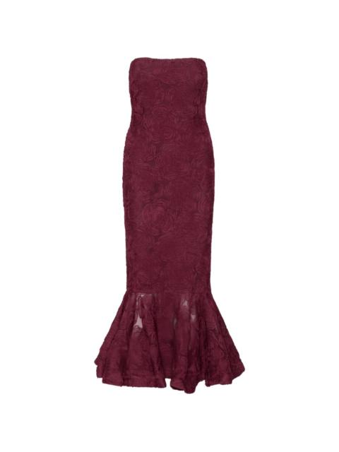 ROTATE flower flounce-hem midi dress