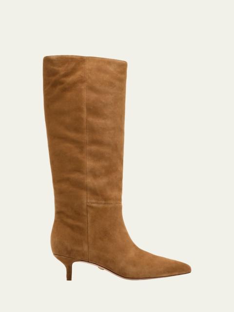 VERONICA BEARD Lisa Suede Kitten-Heel Knee Boots