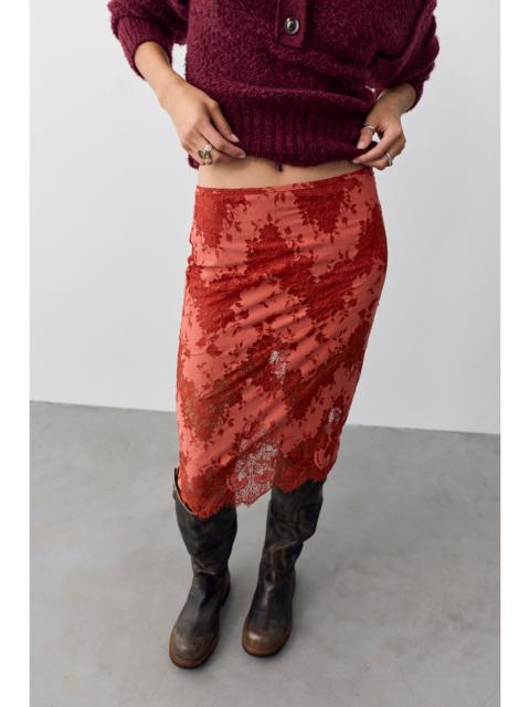 FREE PEOPLE Karma Lace Column Midi Skirt
