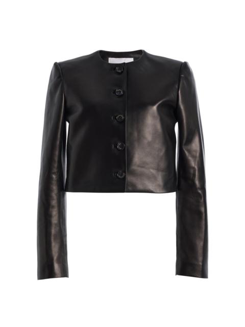 BRANDON MAXWELL The Ryder Cropped Leather Jacket black