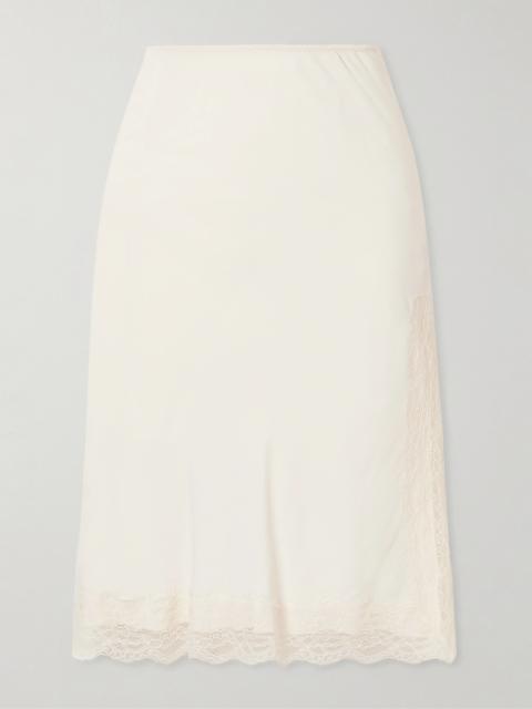 RÓHE Lace-trimmed Crepe Midi Skirt