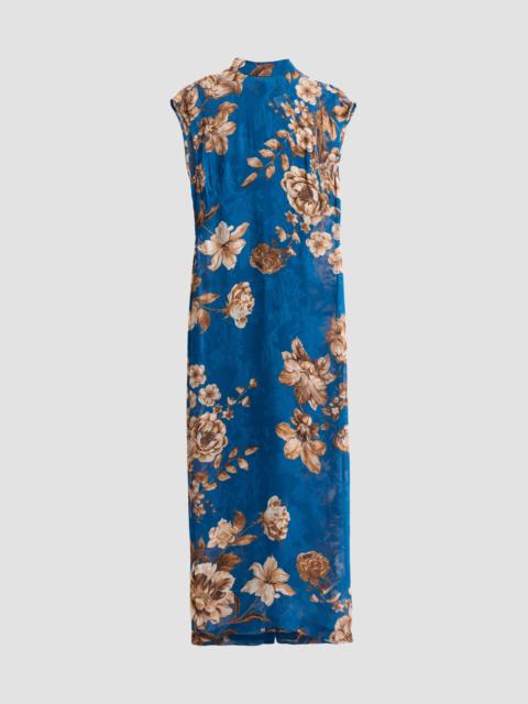 HEMANT & NANDITA Women's Floral Sheath Midi Dress - Teal