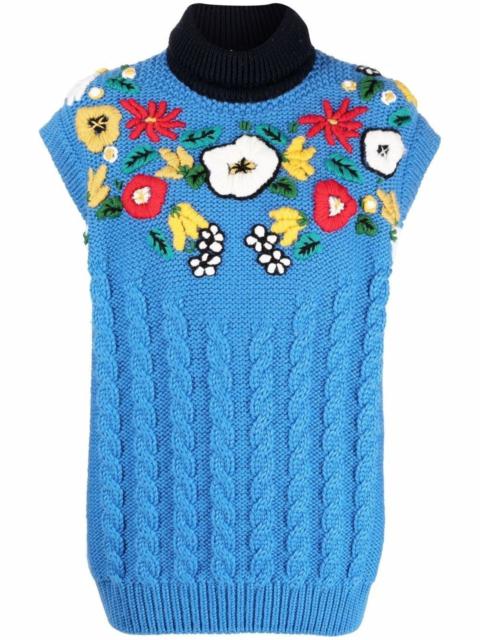 Miu Miu floral-embroidered chunky-knit vest