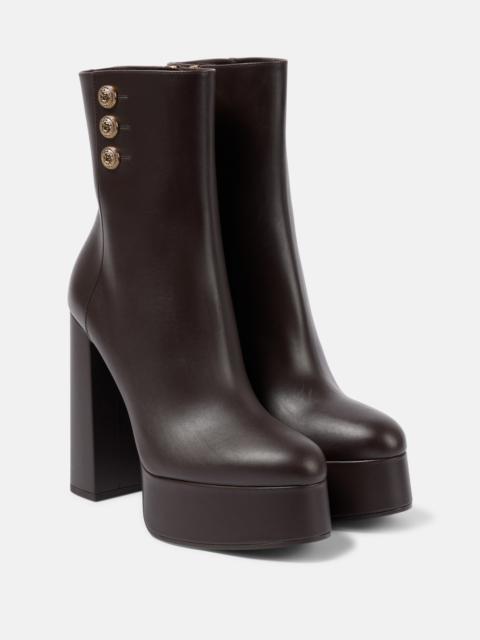 Brune leather platform ankle boots