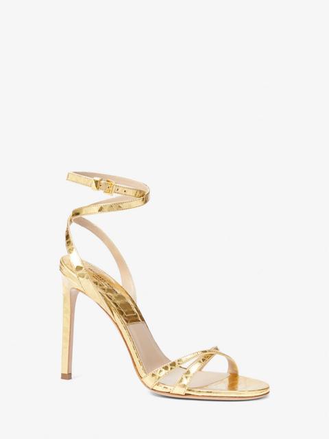 MICHAEL KORS COLLECTION Chrissy Metallic Python Embossed Leather Sandal