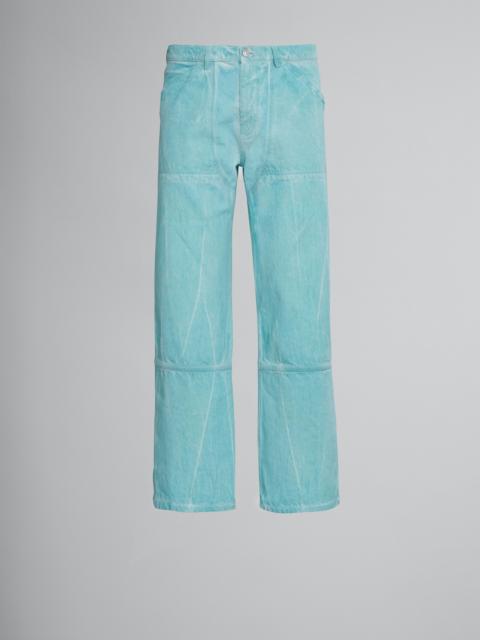 Marni LOOSE TROUSERS IN TURQUOISE COTTON DRILL