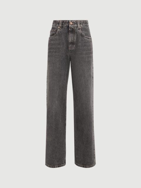 Brunello Cucinelli Authentic denim contemporary loose trousers with monili