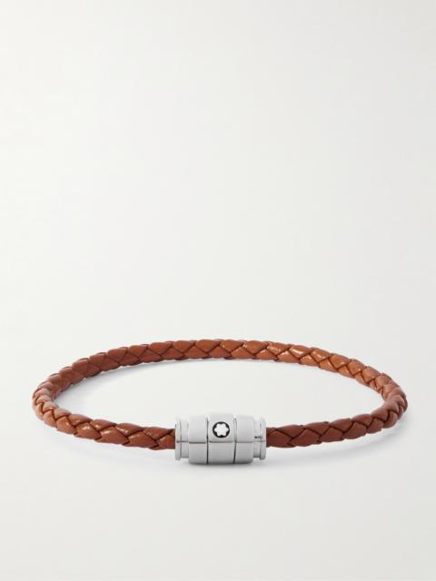 Montblanc Meisterstück 3-Ring Stainless Steel and Woven Leather Bracelet