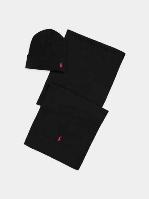 Polo Ralph Lauren Rib-Knit Cotton Beanie & Scarf Gift Set