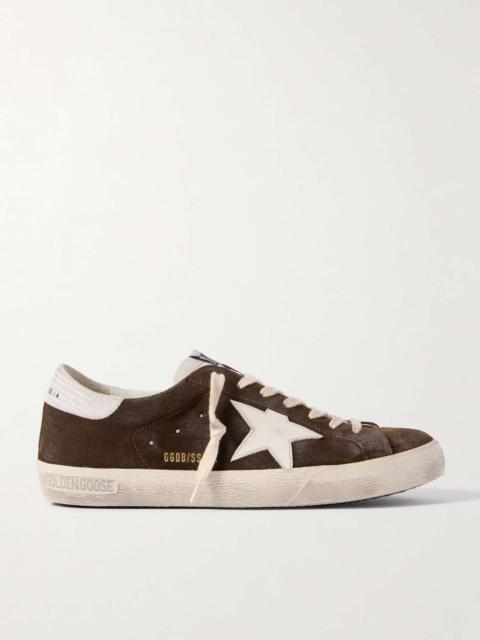 Super-Star Distressed Leather-Trimmed Suede Sneakers