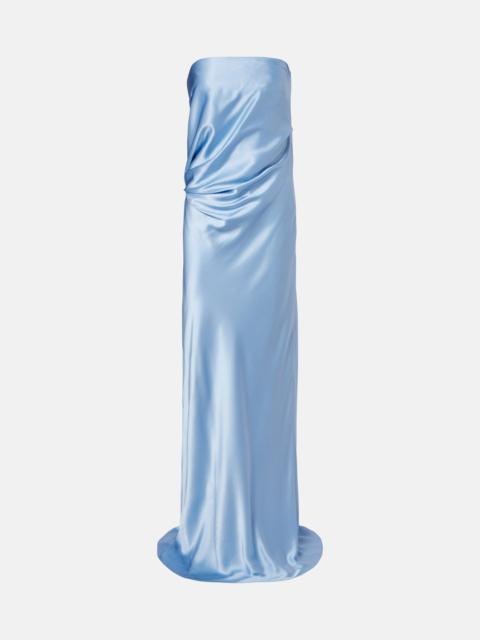 THE SEI Draped silk charmeuse bustier gown