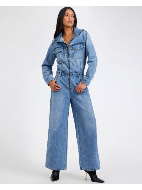 ONE TEASPOON Charli Wide Leg Aviator Denim Jumpsuit - Pretty Blue