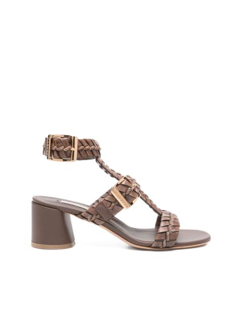 CASADEI 50mm braided leather block-heel heeled sandals