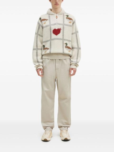 Human Made intarsia-knit half-zip sweater