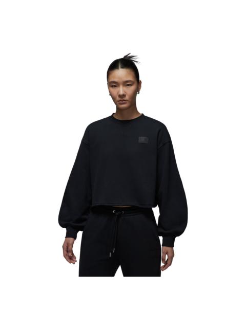 Jordan (WMNS) Air Jordan Flight Fleece Mid-Length Crew Neck Sweatshirt 'Black' IF1007-010