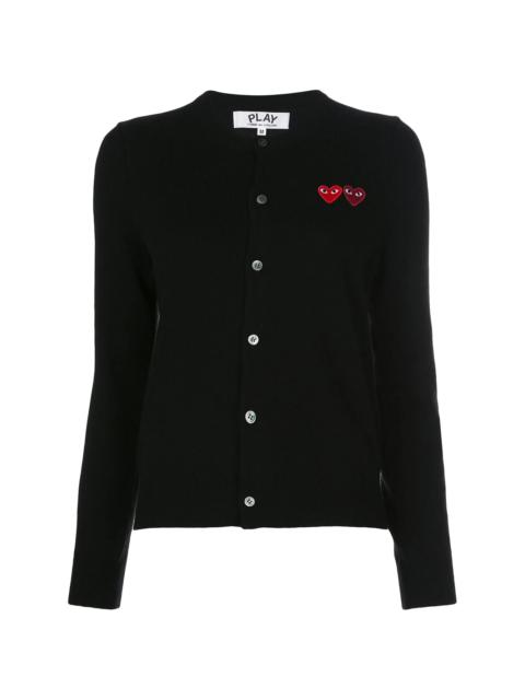 double heart-patch knit cardigan