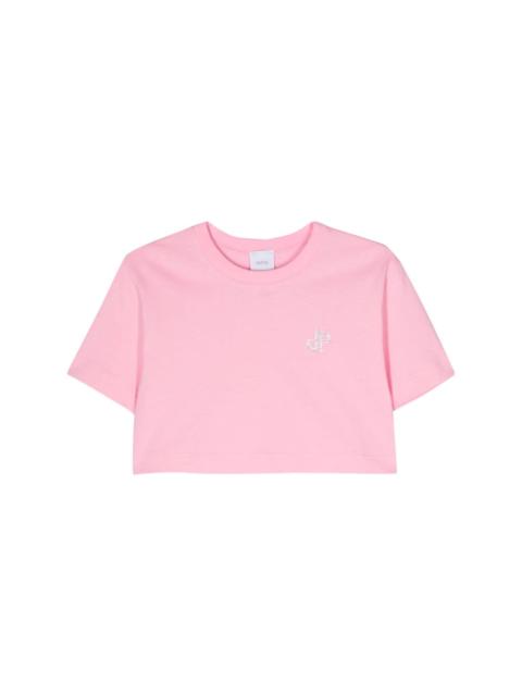 logo-embellished cotton cropped T-shirt