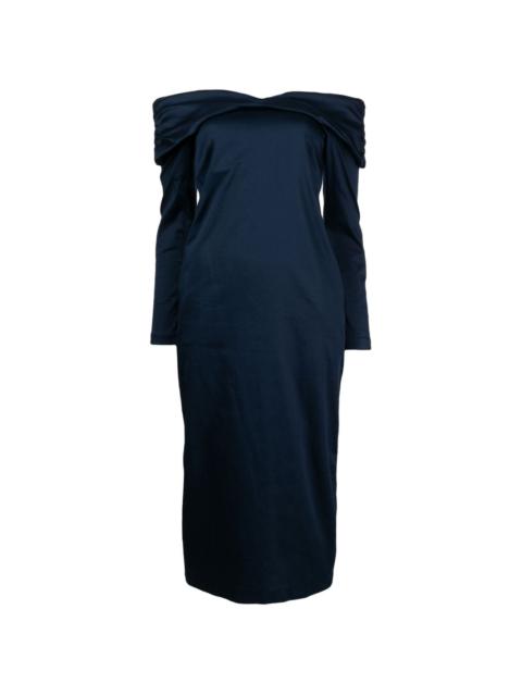 KIKA VARGAS off-shoulder long-sleeve midi dress