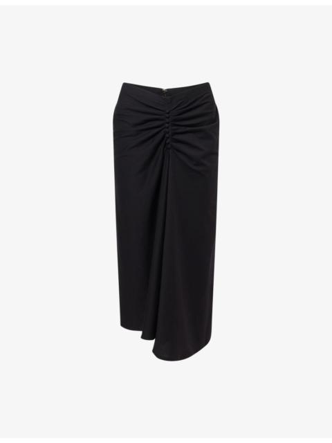 Dries Van Noten Hevira Draped Cotton-Jersey Midi Skirt