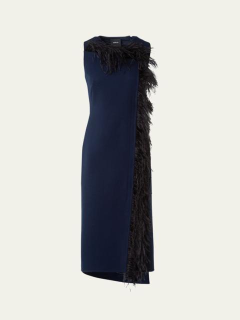 AKRIS Asymmetric Double-Face Wool Midi Dress