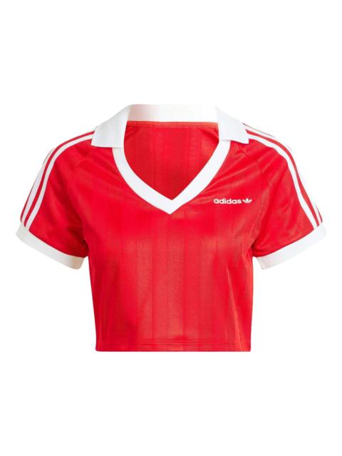 Tシャツ・カットソー ADIDAS Retro Sports Cricket-inspired Cropped Jersey 5FT1191 adidas Originals Women's Retro Sports Cricket-Inspired