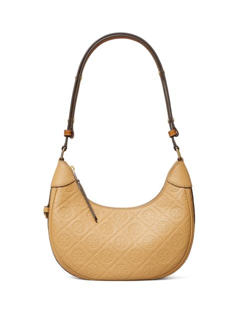 TORY BURCH Women's T Monogram Pebble Leather Shoulder Bag - Biscotti