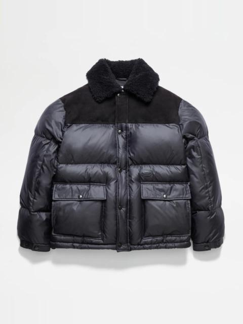 Tod's DOWN JACKET WITH SUEDE INSERTS - BLACK