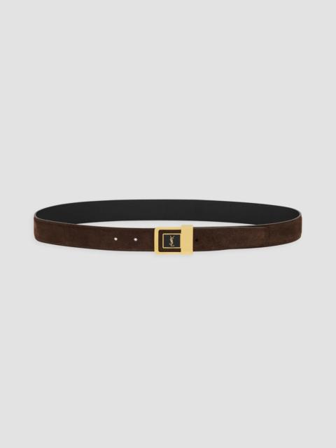 SAINT LAURENT Women's La 66 Buckle Belt in Suede - Dark Brown