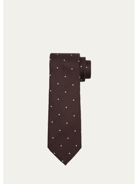 TOM FORD Men's Polka Dot Herringbone Silk Tie