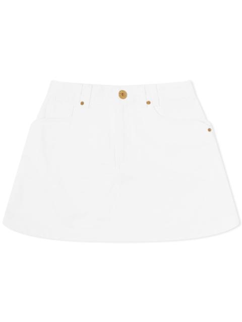 Balmain Western Denim Short Skirt