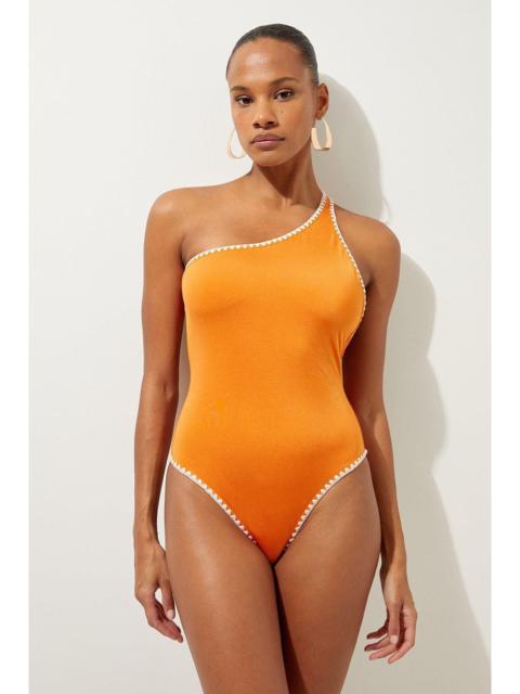 KAREN MILLEN Stitch Detail One Shoulder Cut Out Swimsuit
