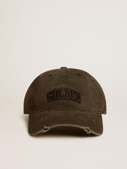 Golden Goose Gray distressed baseball cap with embroidery