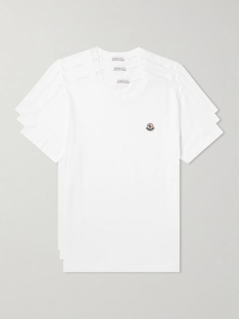 Moncler Three-Pack Logo-Appliquéd Organic Cotton-Jersey T-Shirts White