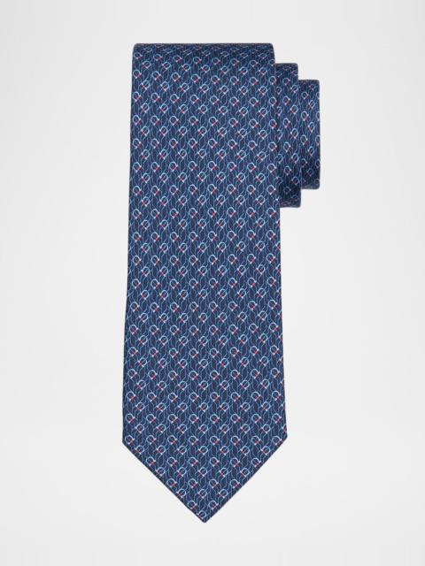 FERRAGAMO Men's Gancio Micro-Geometric Tie