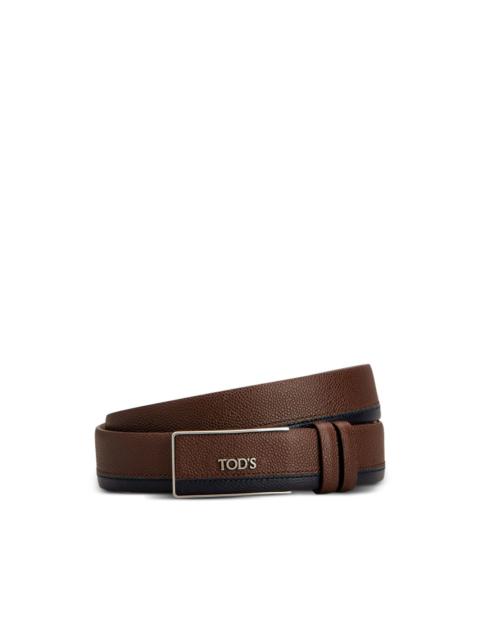 Tod's logo-plaque pebbled leather belt