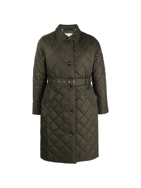 diamond-quilted single-breasted coat